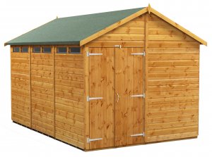 Power 12x8 Apex Secure Garden Shed - Double Door